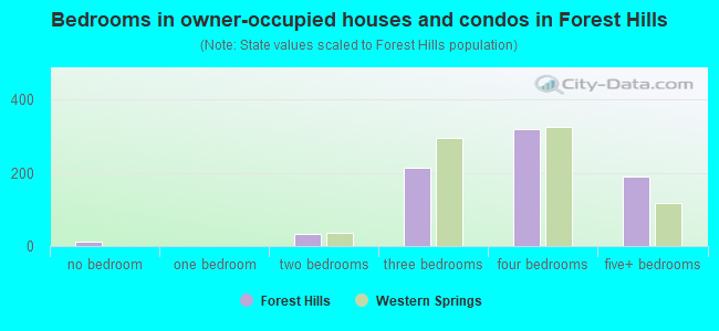 Bedrooms in owner-occupied houses and condos in Forest Hills