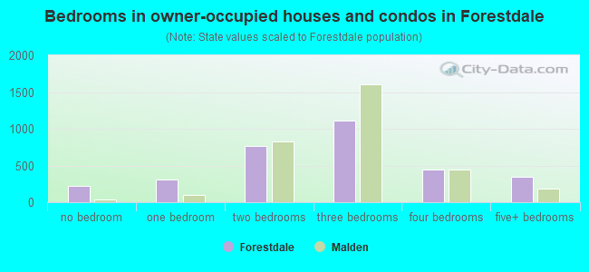 Bedrooms in owner-occupied houses and condos in Forestdale