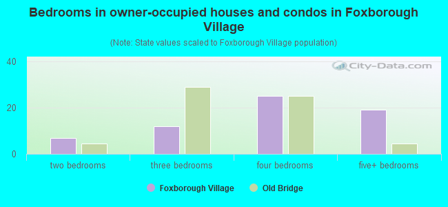 Bedrooms in owner-occupied houses and condos in Foxborough Village