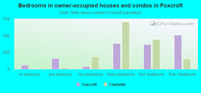 Bedrooms in owner-occupied houses and condos in Foxcroft