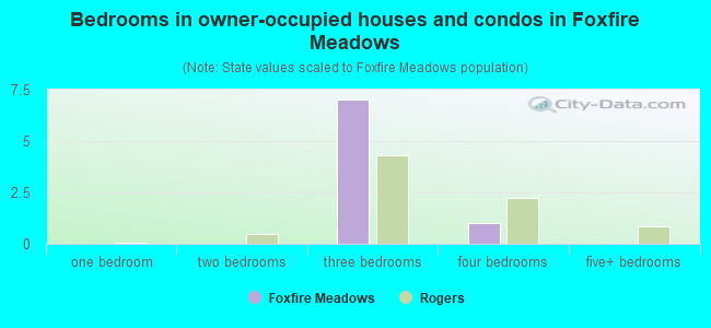Bedrooms in owner-occupied houses and condos in Foxfire Meadows