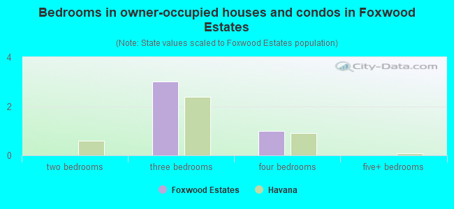 Bedrooms in owner-occupied houses and condos in Foxwood Estates