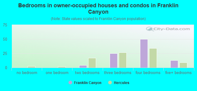 Bedrooms in owner-occupied houses and condos in Franklin Canyon