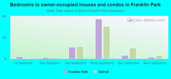 Bedrooms in owner-occupied houses and condos in Franklin Park