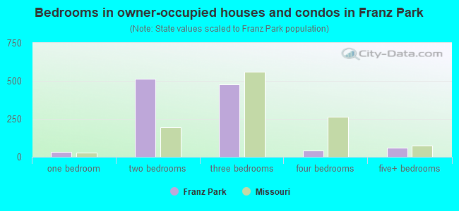 Bedrooms in owner-occupied houses and condos in Franz Park