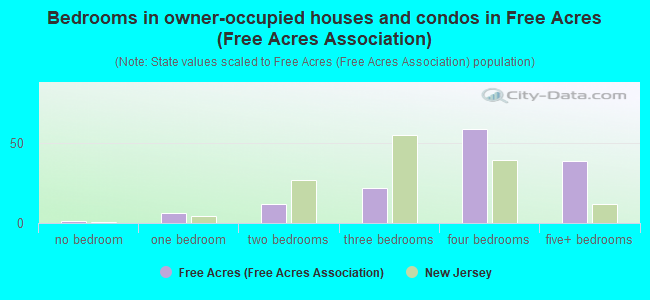 Bedrooms in owner-occupied houses and condos in Free Acres (Free Acres Association)
