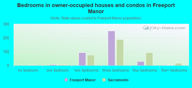 Bedrooms in owner-occupied houses and condos in Freeport Manor