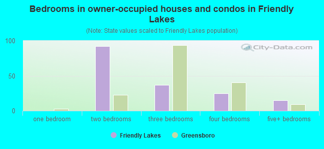 Bedrooms in owner-occupied houses and condos in Friendly Lakes