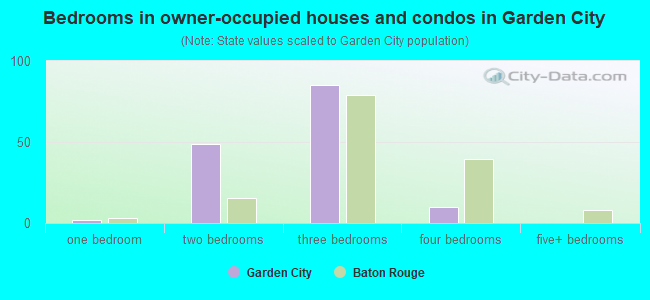 Bedrooms in owner-occupied houses and condos in Garden City