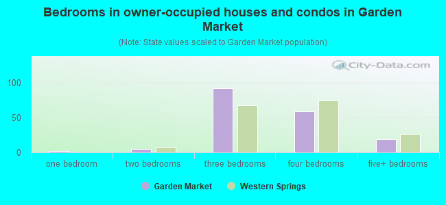 Bedrooms in owner-occupied houses and condos in Garden Market