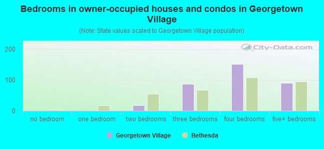 Bedrooms in owner-occupied houses and condos in Georgetown Village