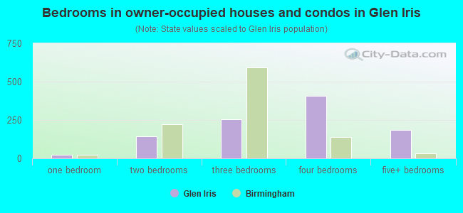 Bedrooms in owner-occupied houses and condos in Glen Iris
