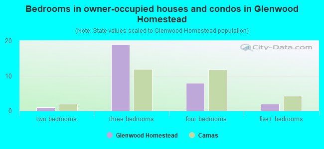 Bedrooms in owner-occupied houses and condos in Glenwood Homestead