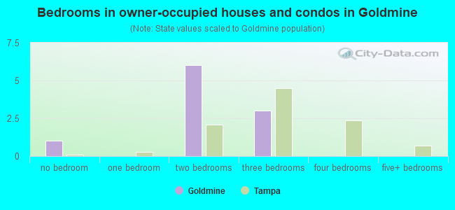 Bedrooms in owner-occupied houses and condos in Goldmine