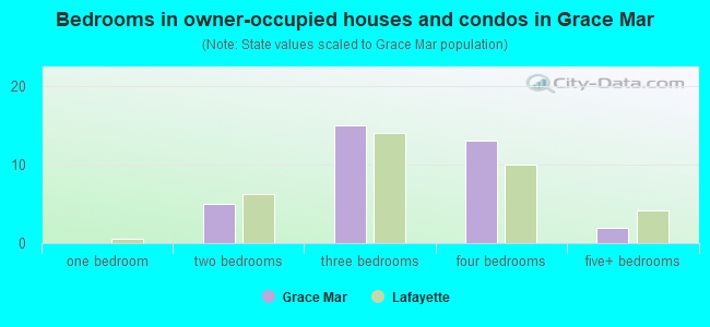 Bedrooms in owner-occupied houses and condos in Grace Mar