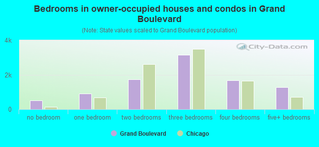 Bedrooms in owner-occupied houses and condos in Grand Boulevard