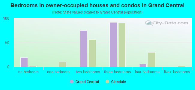 Bedrooms in owner-occupied houses and condos in Grand Central