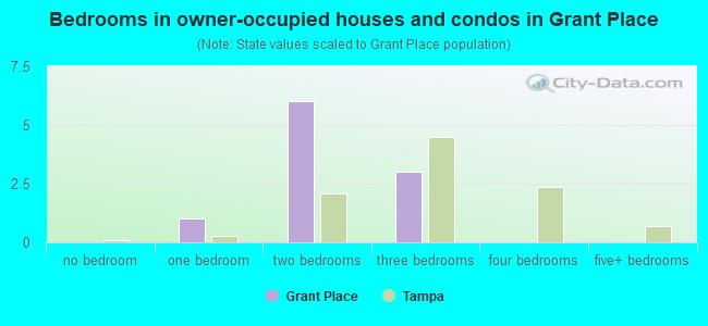 Bedrooms in owner-occupied houses and condos in Grant Place