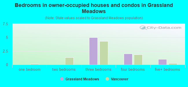 Bedrooms in owner-occupied houses and condos in Grassland Meadows