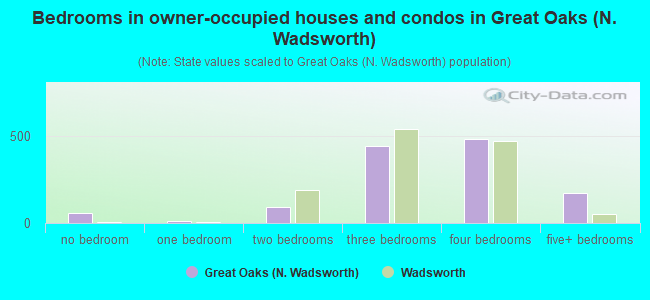 Bedrooms in owner-occupied houses and condos in Great Oaks (N. Wadsworth)