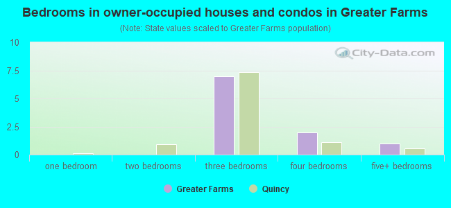 Bedrooms in owner-occupied houses and condos in Greater Farms