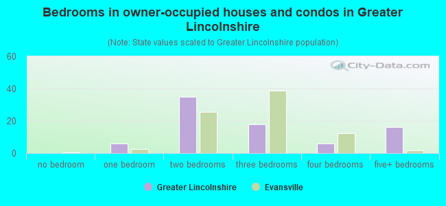 Bedrooms in owner-occupied houses and condos in Greater Lincolnshire