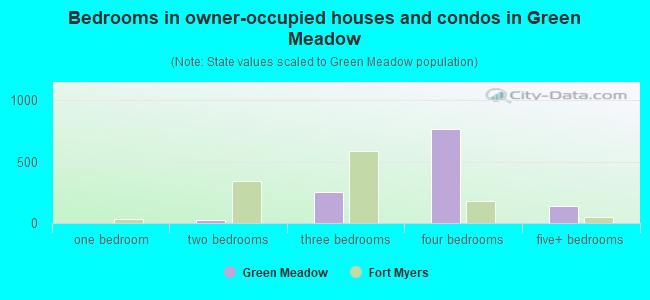 Bedrooms in owner-occupied houses and condos in Green Meadow