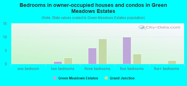 Bedrooms in owner-occupied houses and condos in Green Meadows Estates