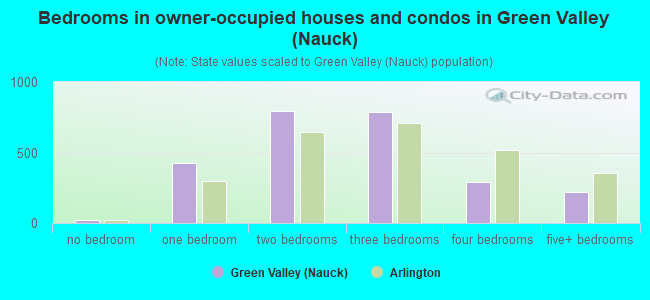 Bedrooms in owner-occupied houses and condos in Green Valley (Nauck)