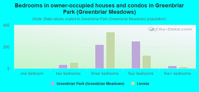 Bedrooms in owner-occupied houses and condos in Greenbriar Park (Greenbriar Meadows)