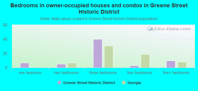 Bedrooms in owner-occupied houses and condos in Greene Street Historic District