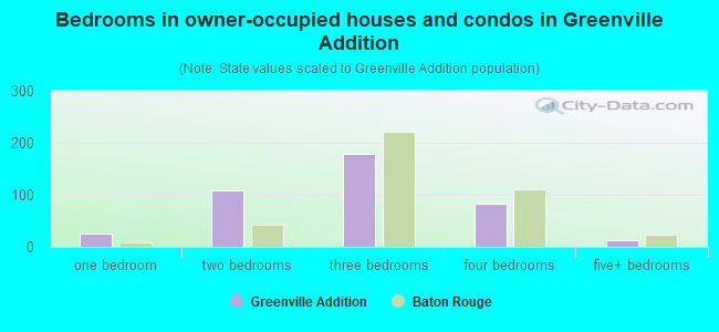 Bedrooms in owner-occupied houses and condos in Greenville Addition