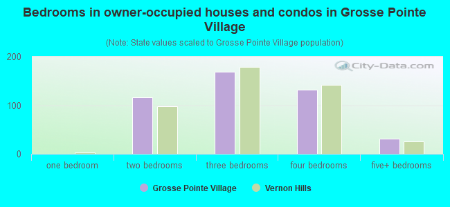Bedrooms in owner-occupied houses and condos in Grosse Pointe Village
