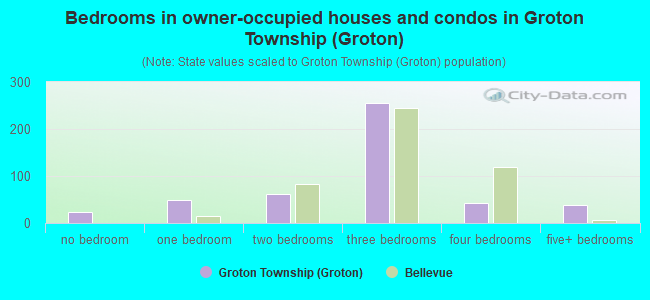Bedrooms in owner-occupied houses and condos in Groton Township (Groton)