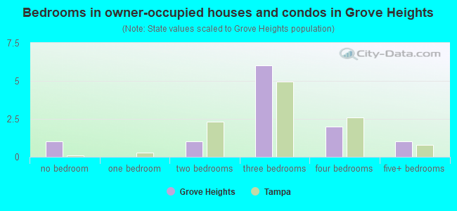 Bedrooms in owner-occupied houses and condos in Grove Heights