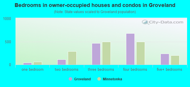 Bedrooms in owner-occupied houses and condos in Groveland