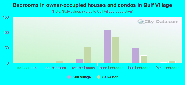 Bedrooms in owner-occupied houses and condos in Gulf Village