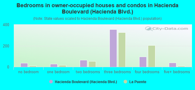 Bedrooms in owner-occupied houses and condos in Hacienda Boulevard (Hacienda Blvd.)