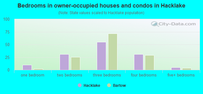 Bedrooms in owner-occupied houses and condos in Hacklake
