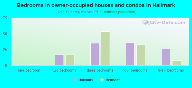 Bedrooms in owner-occupied houses and condos in Hallmark
