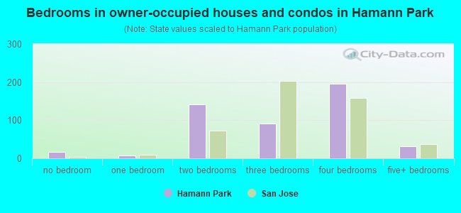Bedrooms in owner-occupied houses and condos in Hamann Park