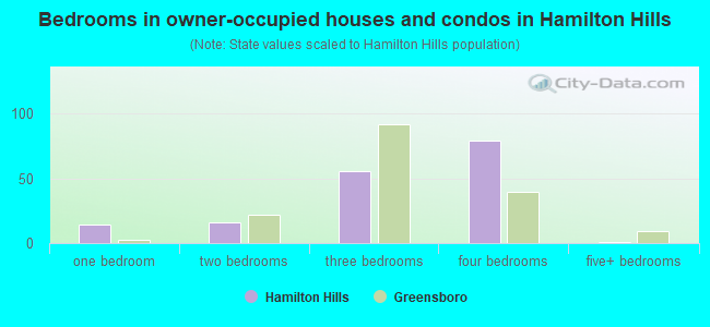 Bedrooms in owner-occupied houses and condos in Hamilton Hills