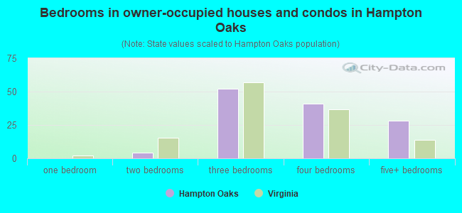 Bedrooms in owner-occupied houses and condos in Hampton Oaks
