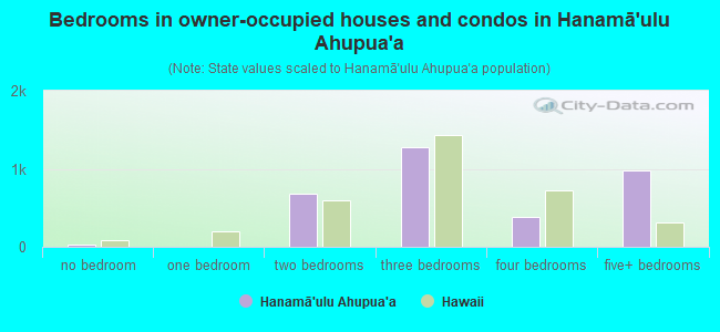 Bedrooms in owner-occupied houses and condos in Hanamā`ulu Ahupua`a