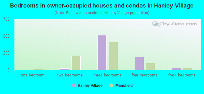 Bedrooms in owner-occupied houses and condos in Hanley Village