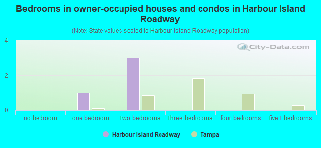 Bedrooms in owner-occupied houses and condos in Harbour Island Roadway