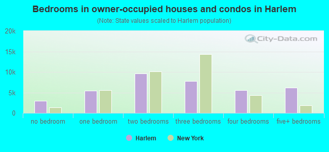 Bedrooms in owner-occupied houses and condos in Harlem