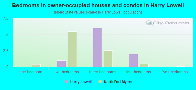 Bedrooms in owner-occupied houses and condos in Harry Lowell