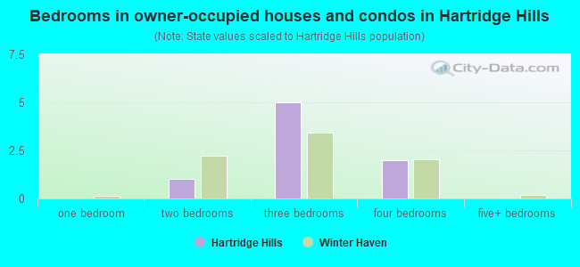 Bedrooms in owner-occupied houses and condos in Hartridge Hills