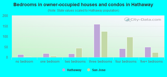 Bedrooms in owner-occupied houses and condos in Hathaway